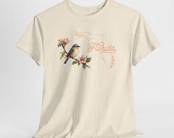 Camiseta con el ave y la flor del estado de Florida, camiseta con flores silvestres de Florida