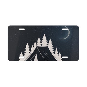 Gone Camping Car Tag | Tent and Night Sky License Plate | Gift for Adventurer, Scout, Outdoor Lover