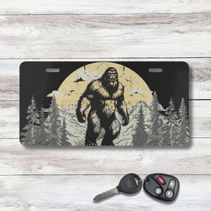 Bigfoot Car Tag | Outdoors Gift | Nature Enthusiast License Plate | Wildlife Art