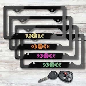 Celestial Moon Phases License Plate Frame: Boho Car Decor