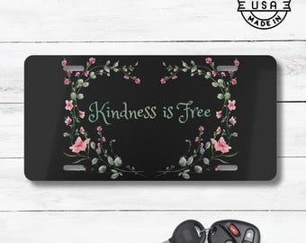Etiqueta floral para coche "La amabilidad es gratis", accesorio inspirador para el coche.