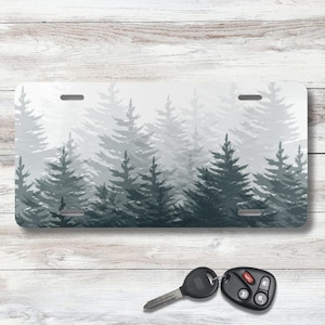Pine Trees Car Tag: Forest License Plate, Nature Decor