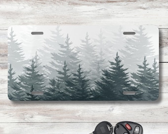 Pine Trees Car Tag: Forest License Plate, Nature Decor