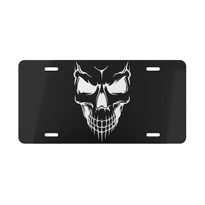 Skull Vanity License Plate, Punisher Inspired License Tag, Funny Sarcastic Vanity Plate, Halloween Decor, Drivers Permit Gift