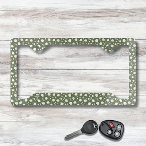 Cute Daisies License Plate Frame, Green Floral Car Frame, Unique Auto Accessories, Gift for Her