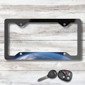 Planet Earth Metal License Plate Frame, Space Car Accessories, Auto Decor, Gift for Him, Space Enthusiast