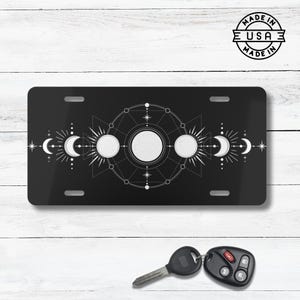 Moon Phases Car Tag: Custom Aluminum License Plate
