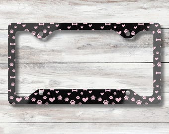 Dog Paw License Plate Frame: Pet Lover Car Decor