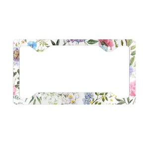 Wildflowers Car Tag Frame | Floral License Plate Holder | Custom Car Accessories for Her
