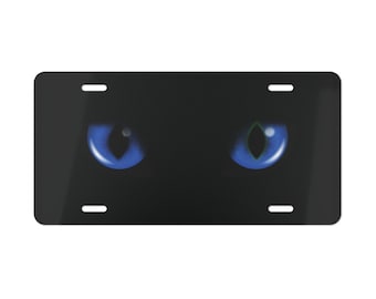 Placa de matrícula personalizada con diseño de ojos de gato negro - Placa de aluminio para coche