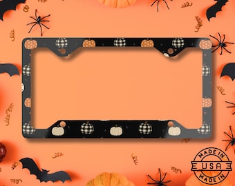 Cozy Fall Pumpkins License Plate Frame | Autumn Car Decor
