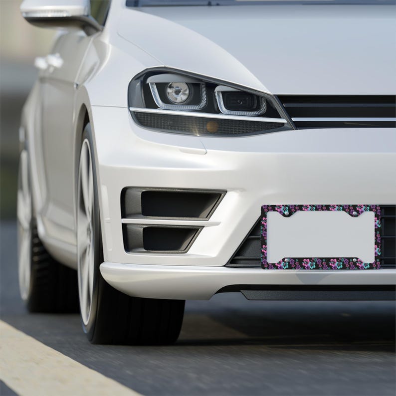 Hibiscus Floral License Plate Frame: Tropical Car Accessory image 3