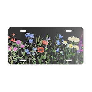 Custom Painted Wildflowers Car Tag | Cottagecore Floral License Plate | Gift for New Car/ New Driver/ Mom/ Garden Lover