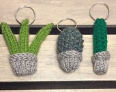 Cactus and succulent hand knitted keychain