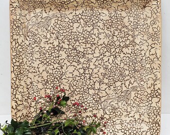 Large Stoneware Pottery Tray: Jasmine in Rust