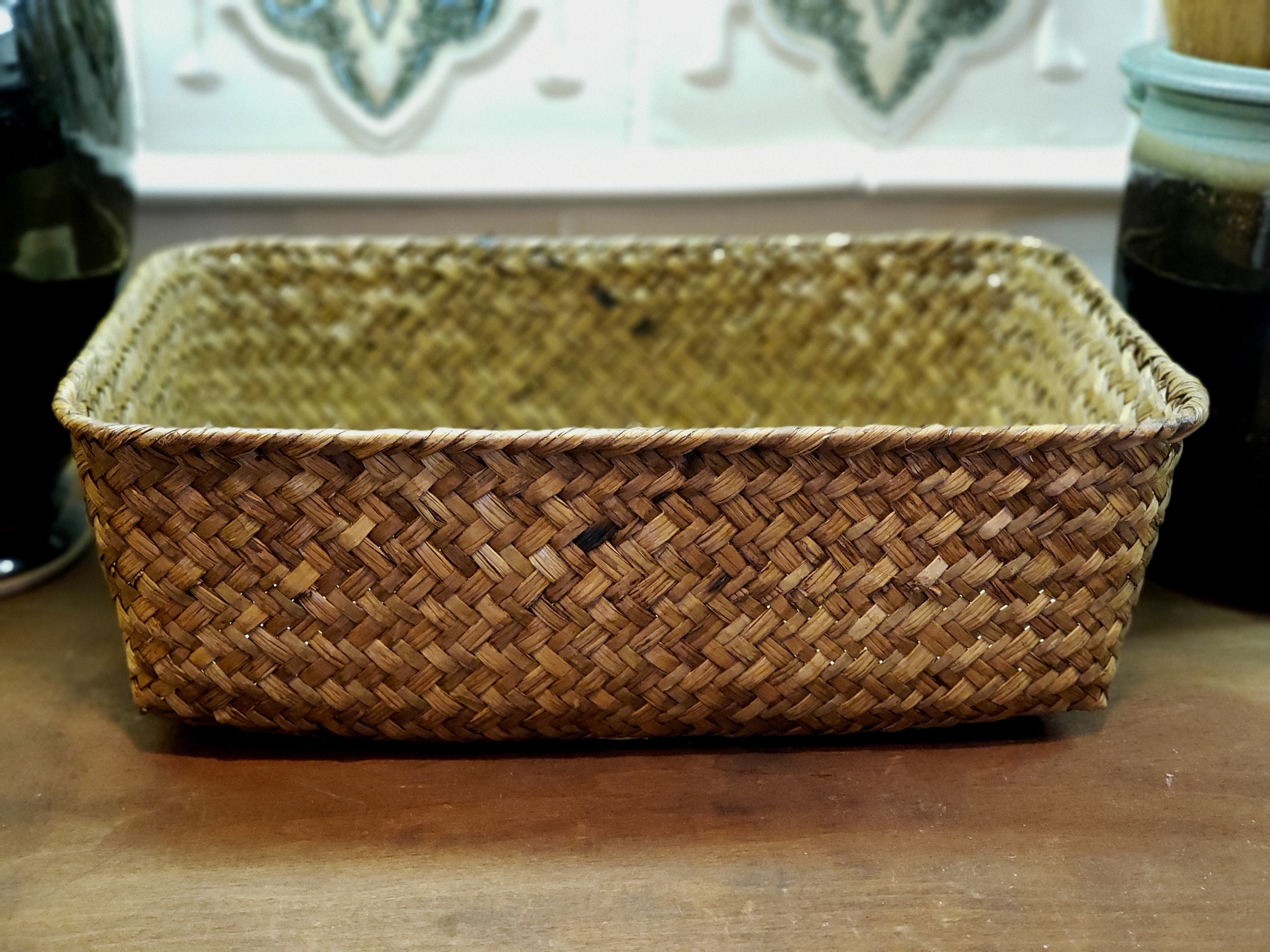 Bread Warmer Basket Vintage in Navy Etsy