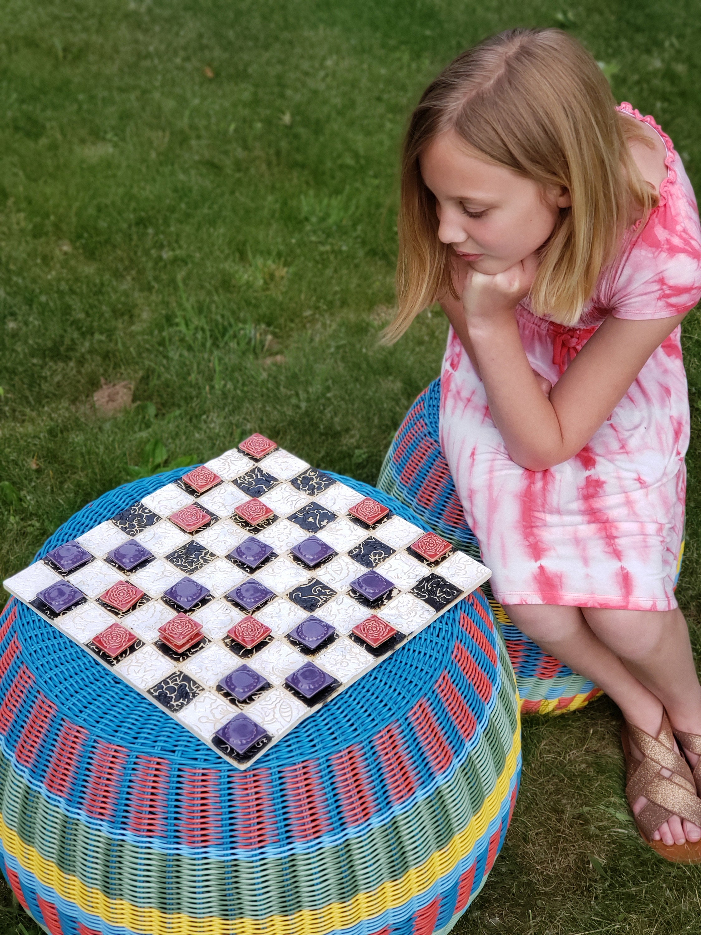 Rustic Outdoor Checkers: Roses Vs Violets | Etsy