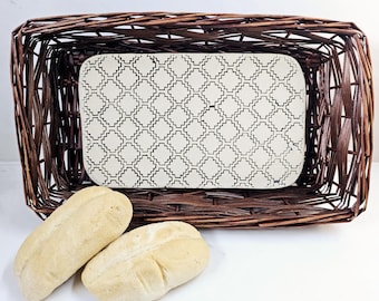 Bread Warmer Basket: Geometric Tile in Navy