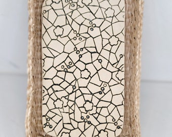 Bread Warmer Basket: Abstract Garden in Navy