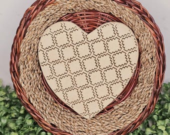Round Bread Basket: Geometric Heart Rust