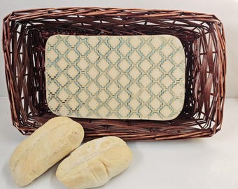 Bread Warmer Basket: Geometric Tile in Copper Green