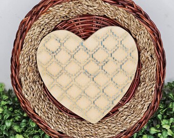 Round Bread Basket: Geometric Heart Copper Green