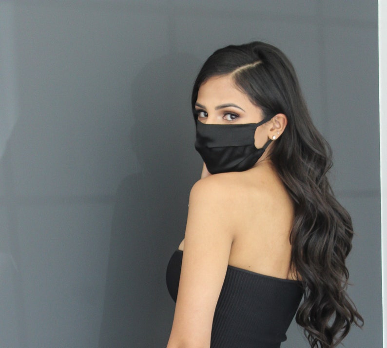 Black 100 Pure Silk Face Mask made in Canada Etsy