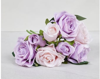 Paquete de rosas de seda (rosa claro/morado)