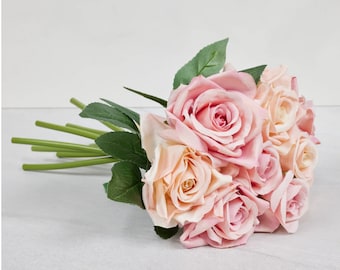 Paquete de rosas de seda (rosa/champán)