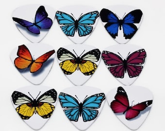 Assorted Butterfly Guitar Picks Lot of 10 .71 mm Acoustic Electric Free Ship New Cute