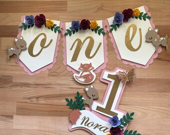 Hochstuhlbanner und Caketopper Waldtiere