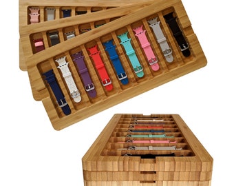 Wooden Stackable Storage Case for Apple Watch Bands (Stores 9, Bamboo)