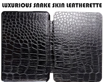 Luxurious Black Snakeskin Leatherette Case for Kindle Paperwhite (Fits 10th Generation)