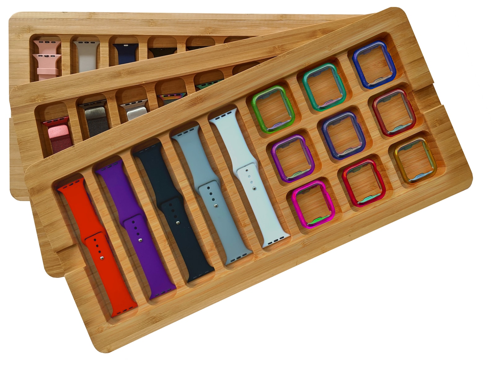Wooden Stackable Storage Case for Apple Watch Bands stores 5 Etsy