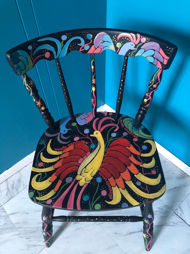 Vuela Conmigo Hand Painted Antique Chair Etsy