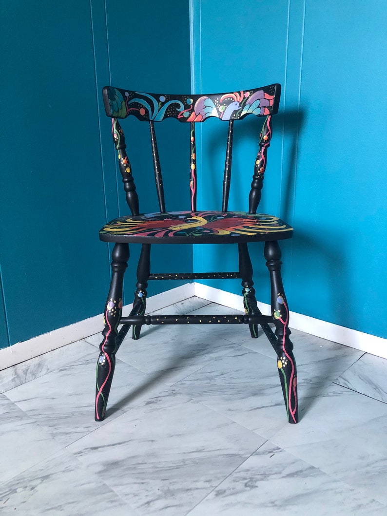 Vuela Conmigo Hand Painted Antique Chair Etsy