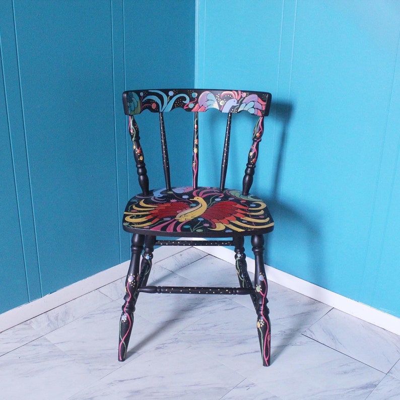 Vuela Conmigo Hand Painted Antique Chair Etsy