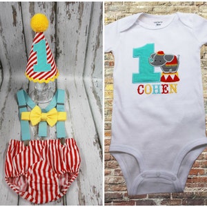 Boys Circus Elephant Cake Smash, Red and White Stripe Cake Smash, Boys Cake Smash Outfit, First Birthday Clothes