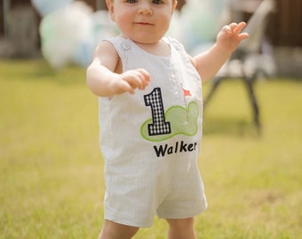 Golf First Birthday Outfit, Boy Shortall Longall, Birthday Romper, Matching Hat, Half, 1st, 2nd, 3rd, White Collar Shirt, Fast Shipping