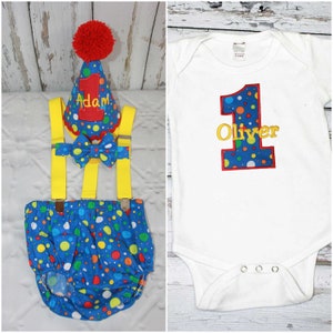 Boys Number Cake Smash Outfit,Boys First Birthday Outfit,First Birthday Clothes,Blue Polka Dot,Matching Hat,Suspenders,Diaper Cover,Bodysuit