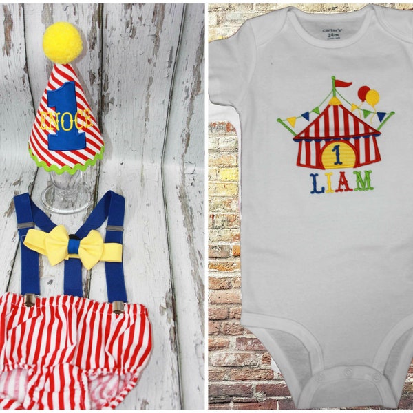 Boys Cake Smash Outfit,Circus or Carnival Party,Boys First Birthday Outfit