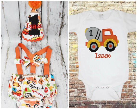 Construction first birthday outfit sale