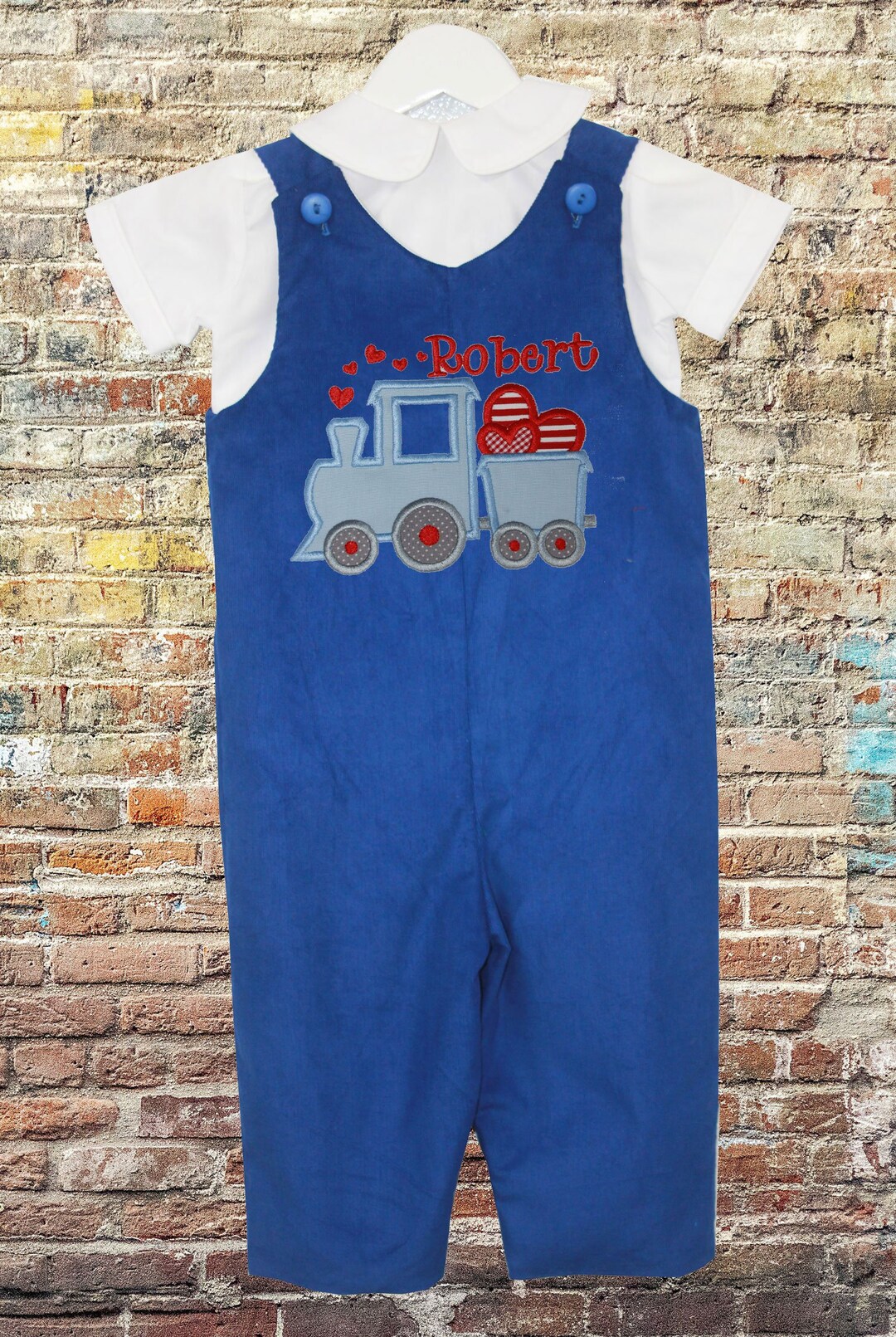 Petit Bebe Knits Light Blue Boys Christmas Train Longall