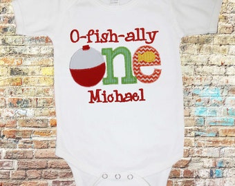 O fish ally One Birthday Bodysuit or Shirt,First Birthday Shirt,Fishing Birthday Shirt, Applique Birthday Shirt,Bobber Shirt