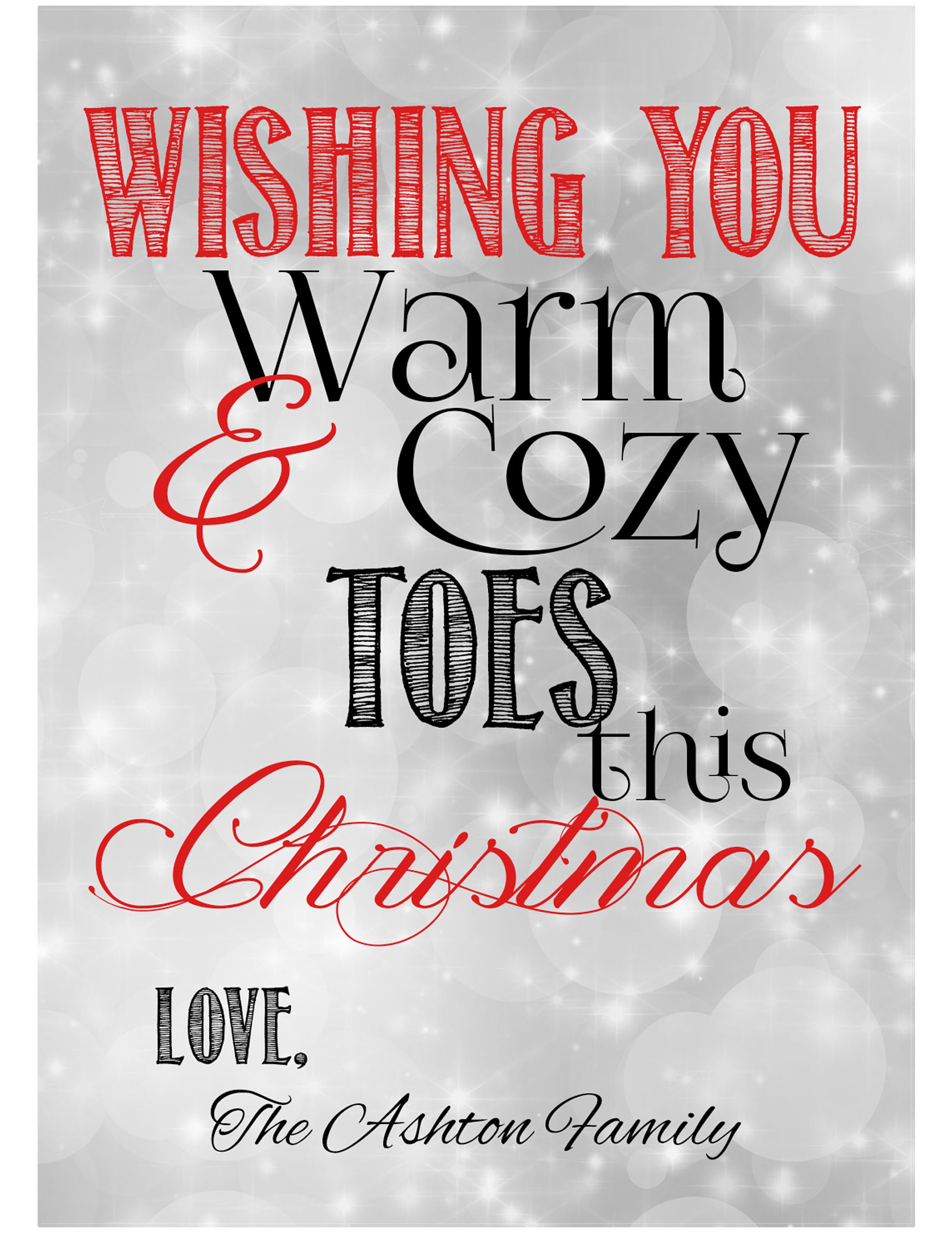 Wishing You Warm Cozy Toes Personalized Gift Card Custom Etsy