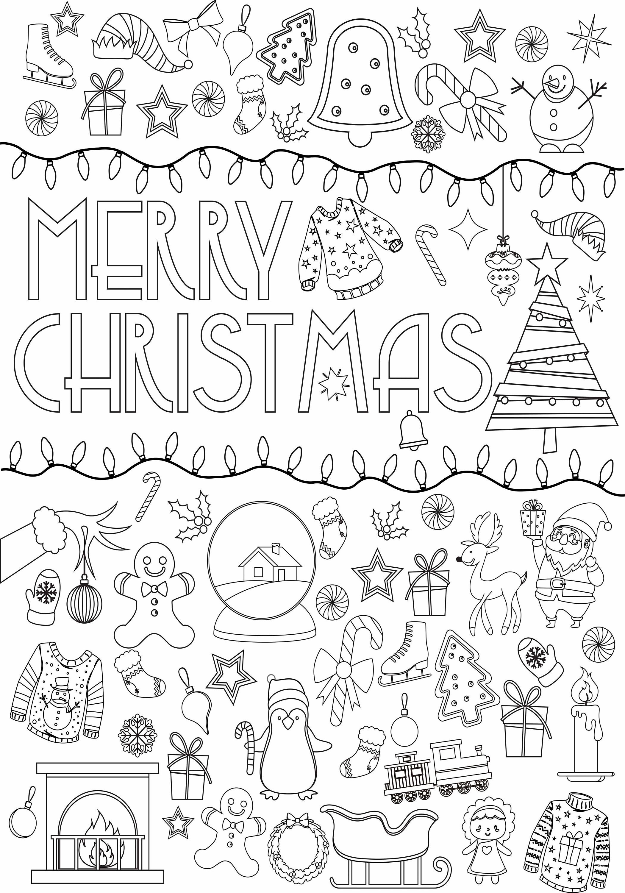 GIANT Christmas Coloring Page Download Digital 3 Sizes - Etsy