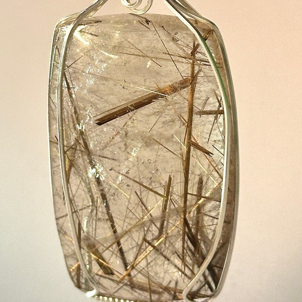 Pendant AAA QUALITY copper rutilated smoky quartz 150ct, confident women protection connection with guardian angels symbolizes unity & power