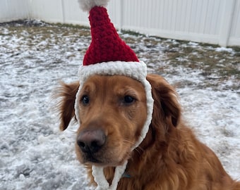 Patrón de gorro de Papá Noel a crochet para perro