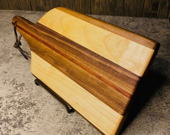 Striped Cheese Board, Wooden Charcuterie board w/Handle