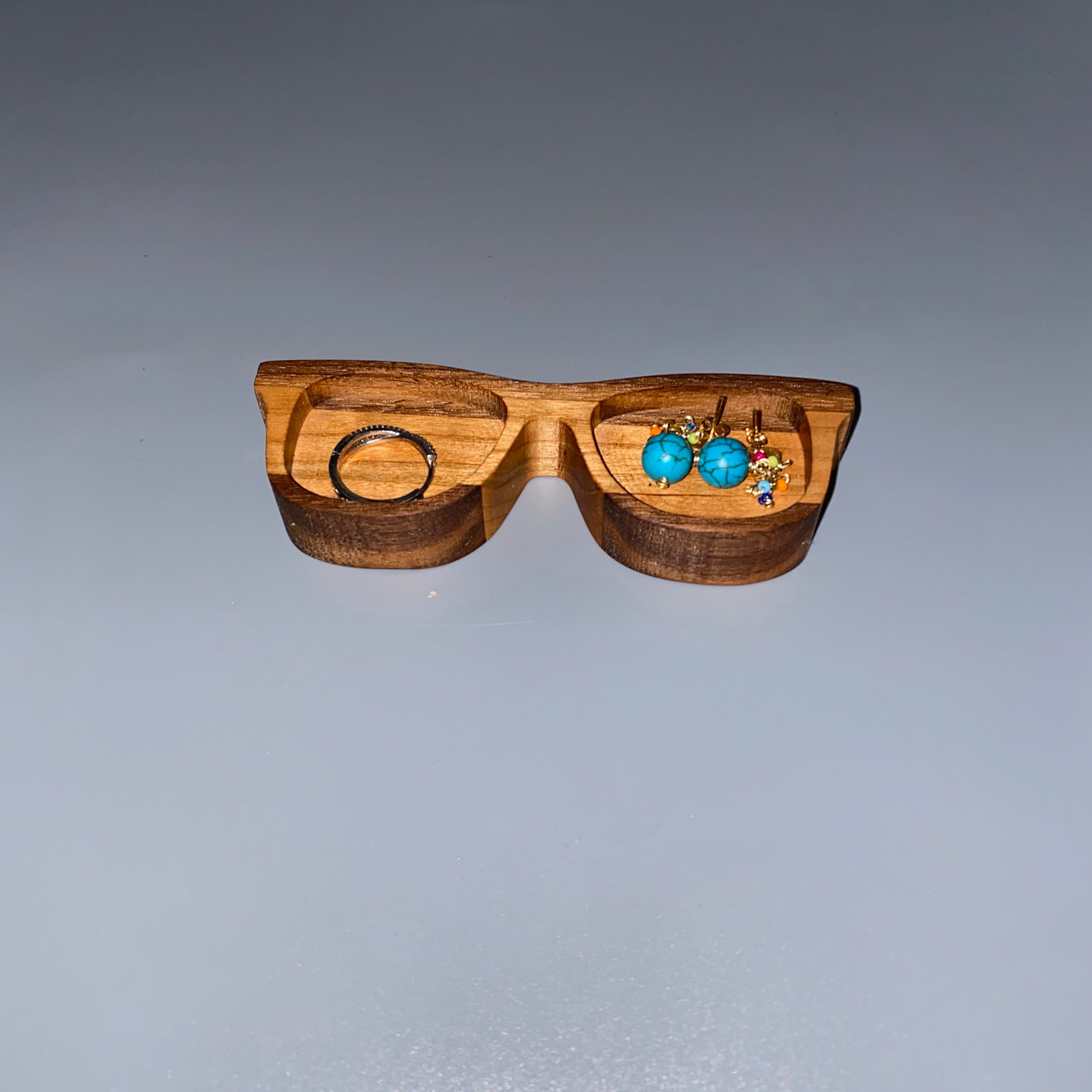 Catch All Tray Eyeglasses design Decorative Tray Jewelry Dish Wood